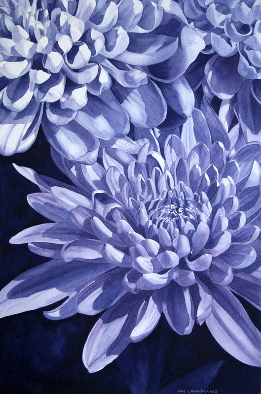 Purple flowers, watercolour