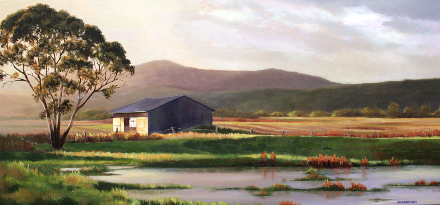 Sunrise landscape, acrylic on large canvas