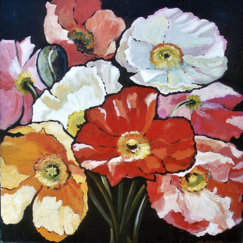 Poppies on canvas, acrylic