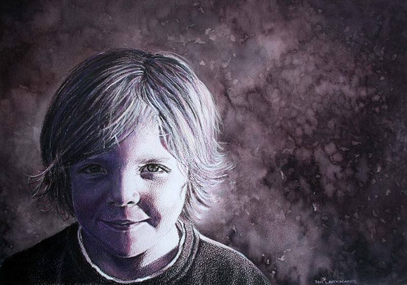 Boy portrait, colour pencil