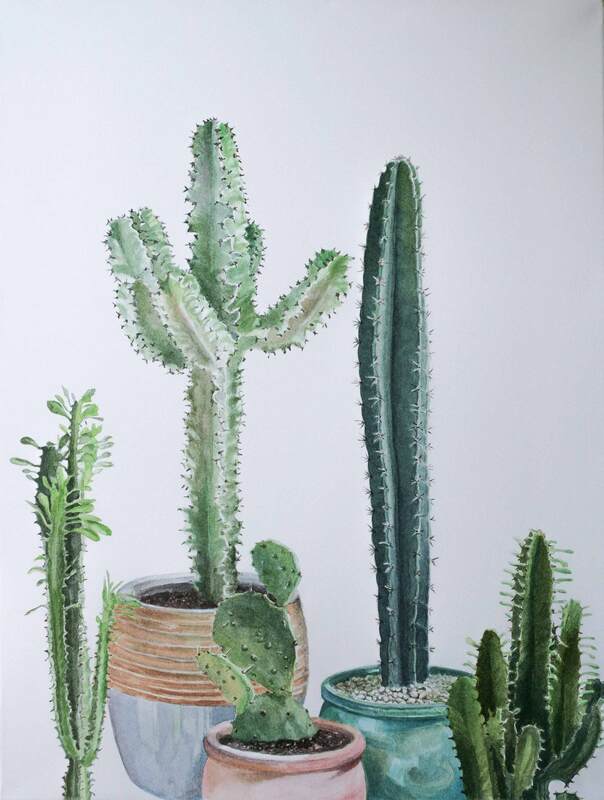 Jan Lawnikanis Watercolour "Cactus"